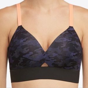 Spanx Sports Bra Large Mesh Panel Impact Black Blue Orange Camo Adjustable Large